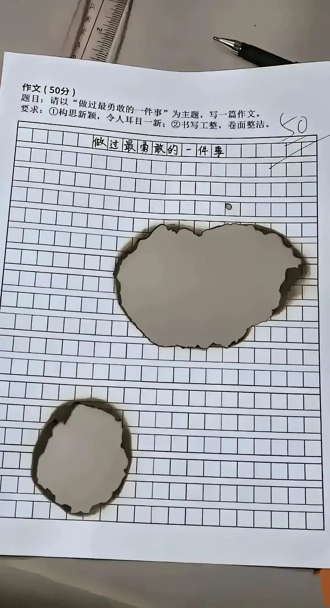 题目中所有的要求都满足了，确实勇敢，不愧能拿50分。