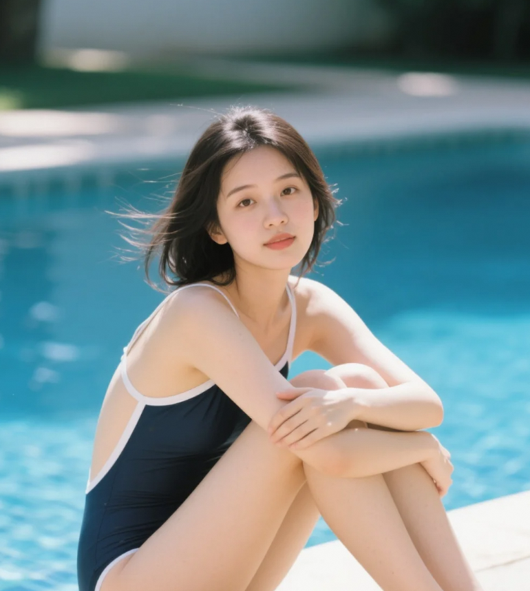 当连体剪裁邂逅湿发诱惑：泳池边的氛围革命