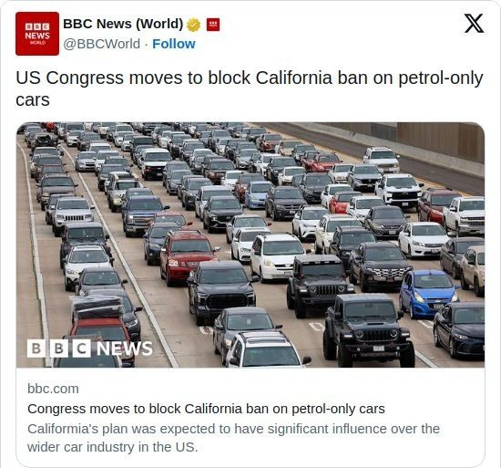 国会叫停加州禁售燃油车











好家伙，这事儿简直炸锅了！加州辛辛