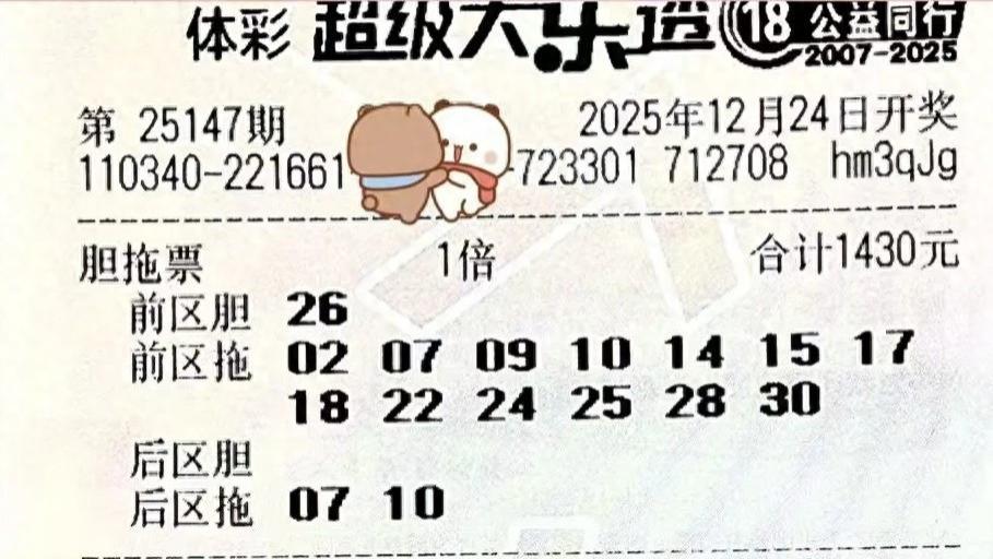 两张胆拖大票率领单式票震撼登场，谁能捕获幸运？25147期大乐透晒票欣赏