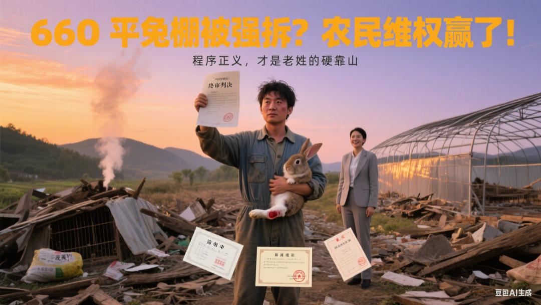 660平兔棚一夜夷平！镇政府上诉喊 “拆得对”，二审法院：程序违法，维持原判！