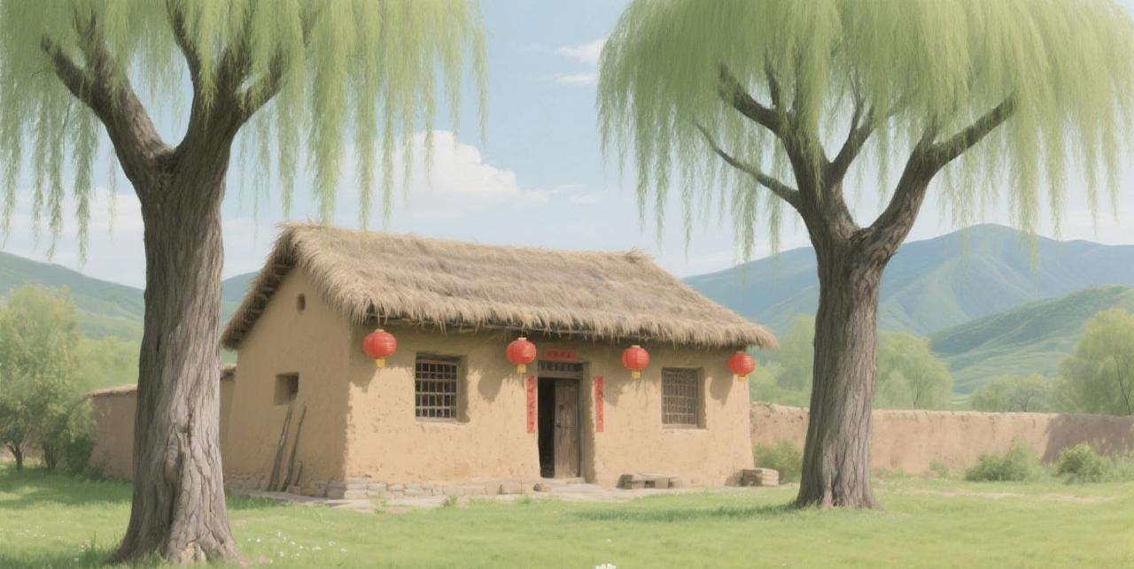 奇怪，房子前面可以种柳树？前几天到老河口，在路边见到一栋房子居然有两棵大柳树，我