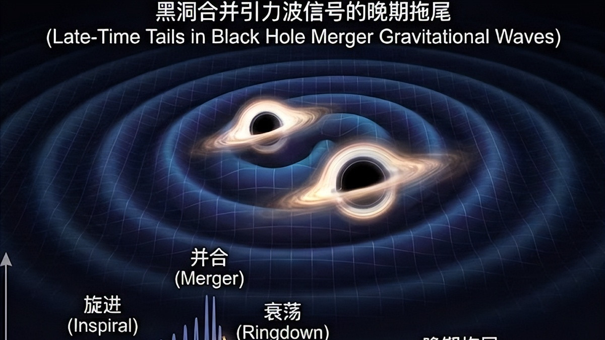 首次在完全非线性模拟中证实黑洞并合引力波存在“晚期拖尾”