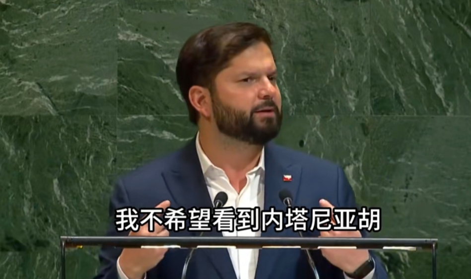 联合国大会上，再出正义之声。
智利总统博里奇在联合国大会上说：我不希望看到内塔尼