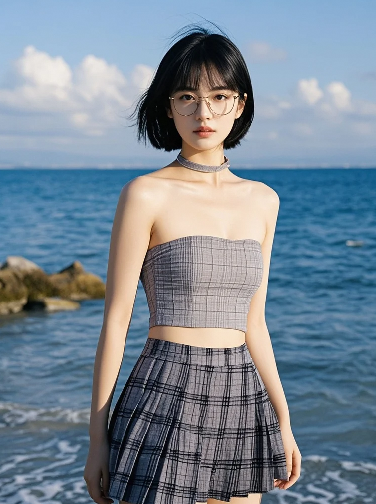 海湄绮梦，镜头里美女的温婉风姿映月华