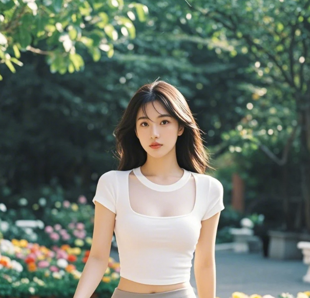 藤蔓垂帘藏佳人，风过花海衣袂纷