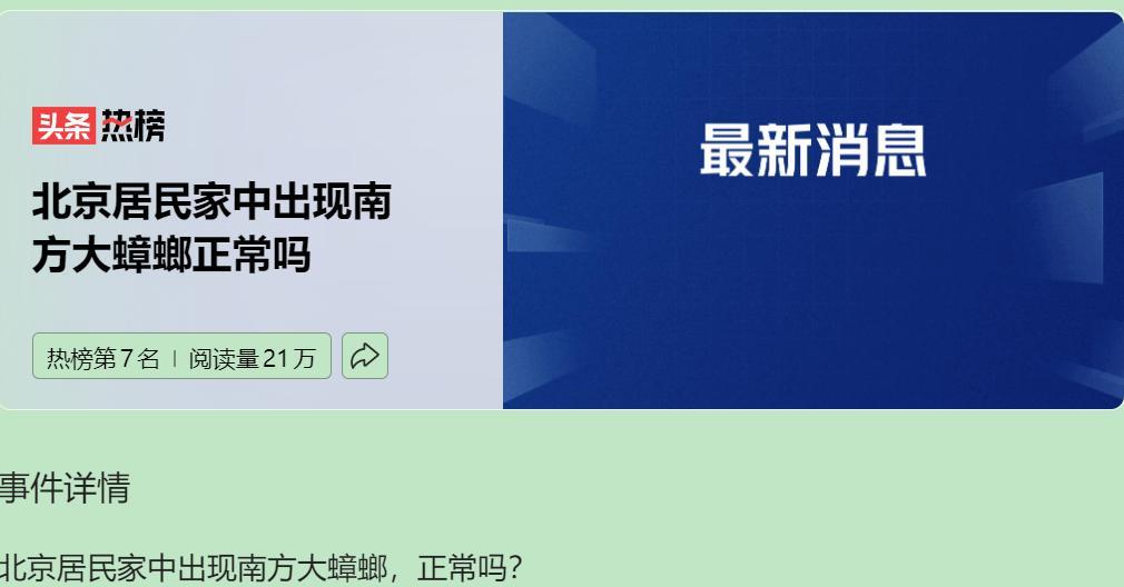 最近北京多地惊现油光锃亮的“南方大蠊”，吓得不少小伙伴直接抄起拖鞋准备大战。其实