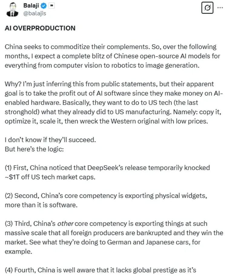 Balaji Srinivasan说出了中国AI的无解战略

Balaji Sr