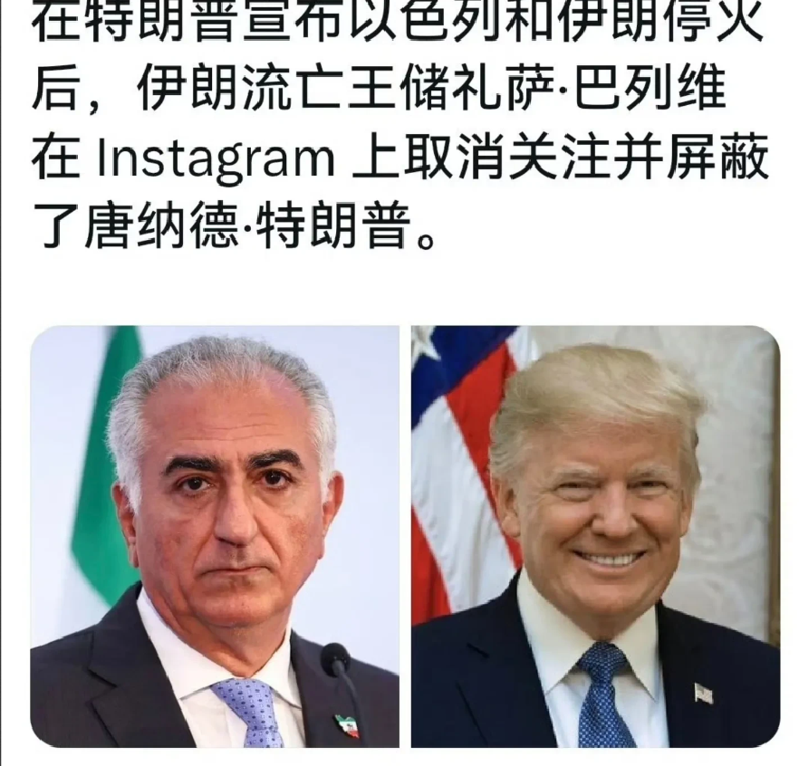搞笑了，特朗普这招声东击西把伊朗流亡王储坑不轻！
昨天，美国总统特朗普约见了伊朗