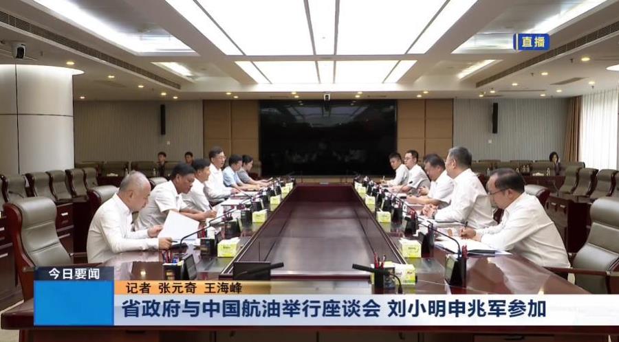 8月14日，海南省政府与中国航油在海口举行座谈会，海南省领导，中国航油董事长申兆