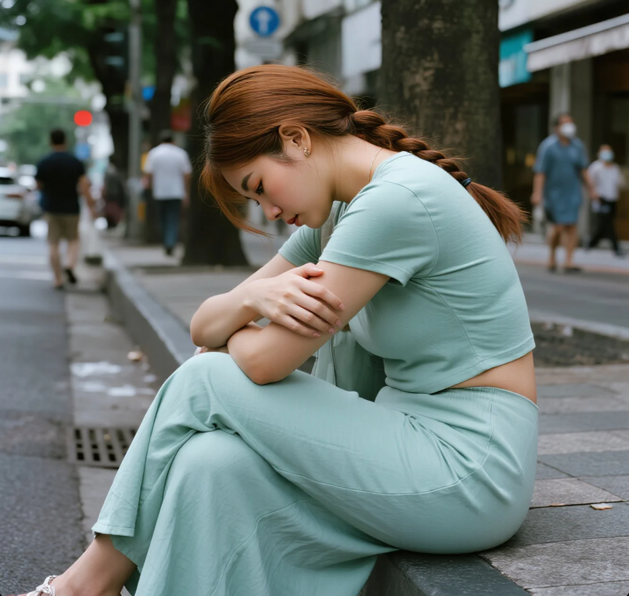 不是休息，是在收集城市的呼吸——美女的街头独坐日记