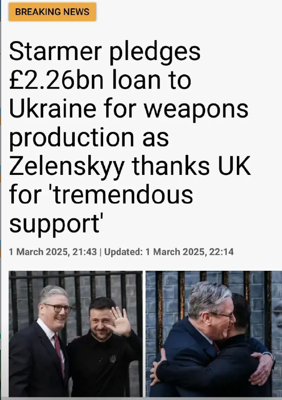 泽连斯基从白宫出来，气的午饭都没吃就马不停蹄的跑去英国，两国签署了一份协议，英国