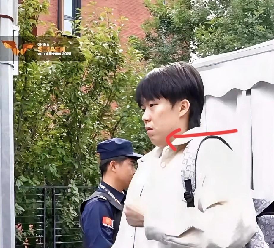 哈哈！
大头应该偷吃了啥，
不然下车时不会这样，
明显看到他脸上黏了一个白色的东