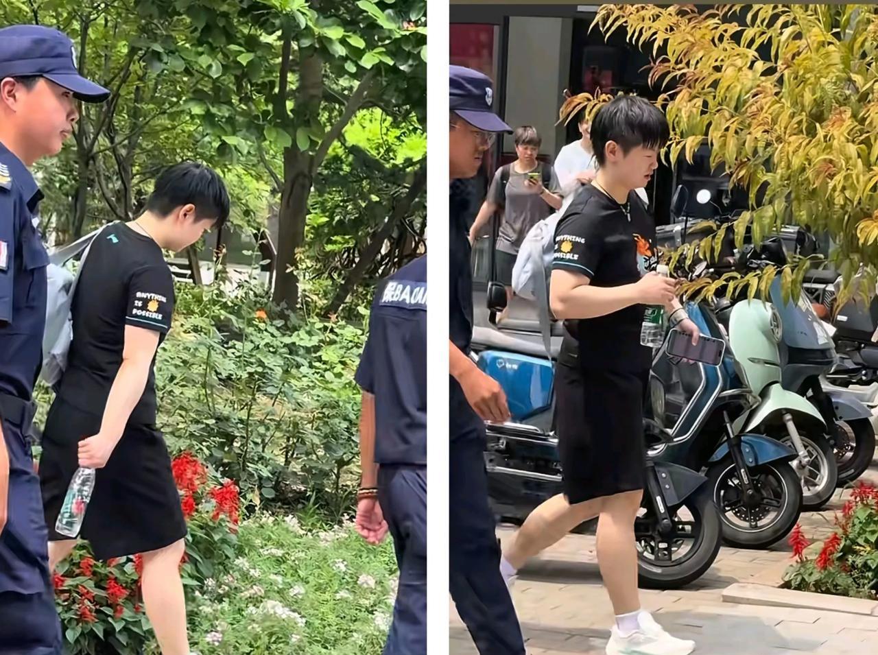 我们莎莎国宝最近在体总内也不安全，
 不得不配保安保证她的正常出行了。
训练局里