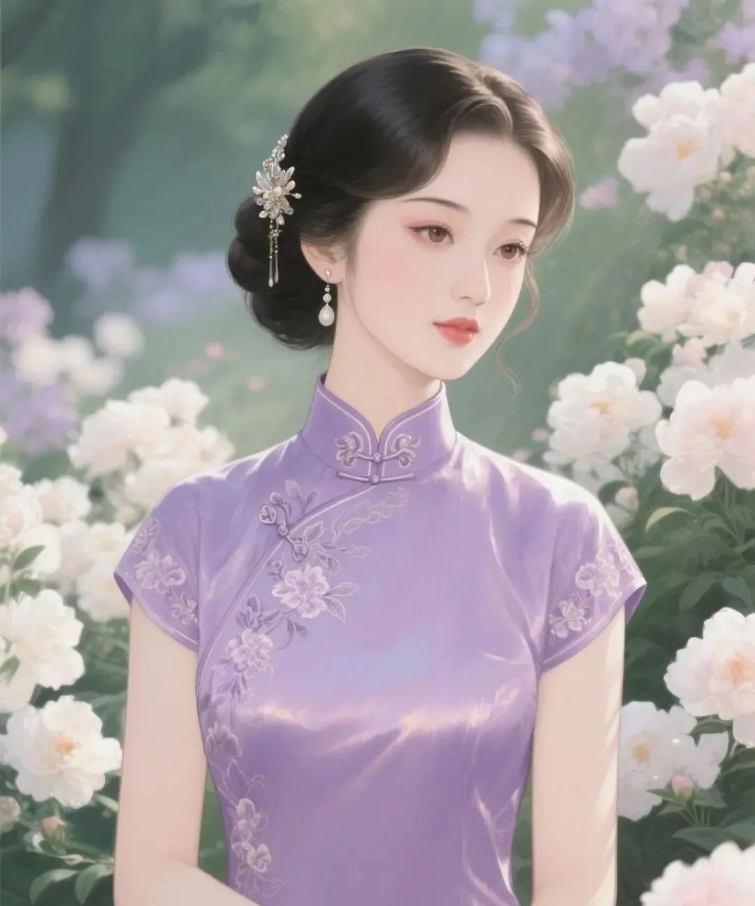《七绝·旗袍美女》
锦缎旗袍韵味长，佳人款步溢芬芳。
风姿绰约如兰秀，浅笑嫣然绽