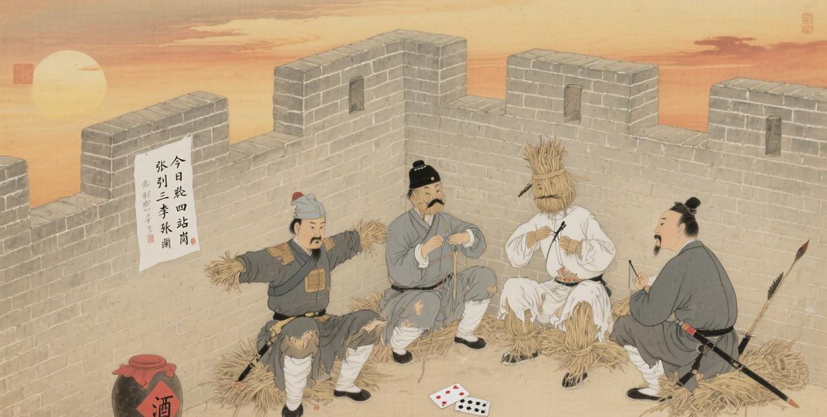 用稻草人穿军装站岗，风一吹全倒了，将军气得踹翻粮囤
如今打工人摸鱼靠摸鱼神器，古