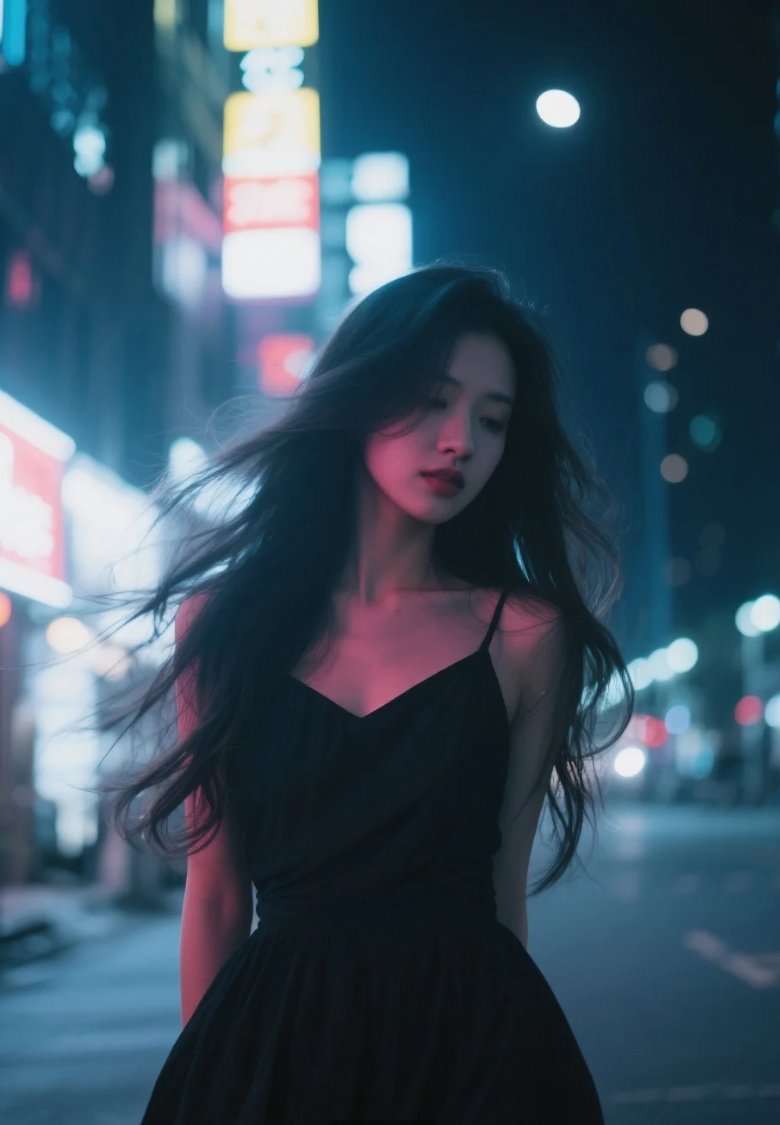 美到模糊也不失惊艳，夜色中那一抹羞红的脸。
