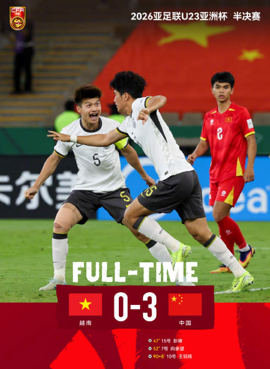 再再再创历史！决赛见！
在刚刚结束的2026年U23亚洲杯半决赛中，中国队凭借着