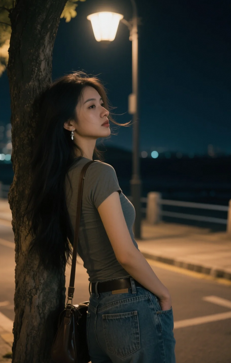 凌晨的街道很冷，但她的眼神更让人心动