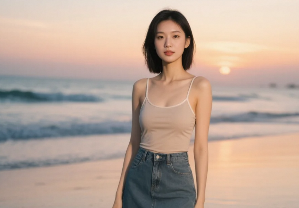 海滩上的每一次转身，都是对美的诠释