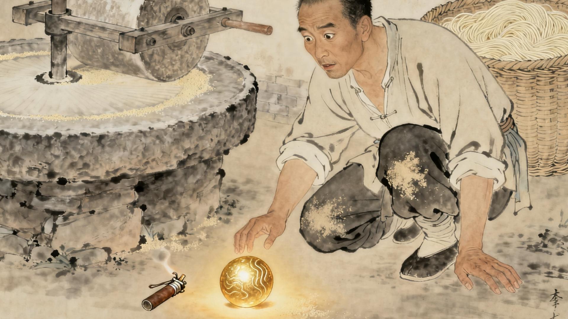 民间故事：半夜磨盘响：穷汉给亡母磨面，却磨出金豆子