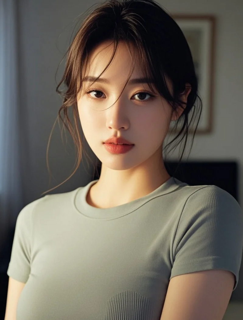 模糊中的美，她的眼神诉说着无声的故事