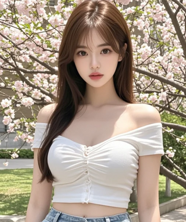 樱花树下的她，像极了从画中走出的仙子