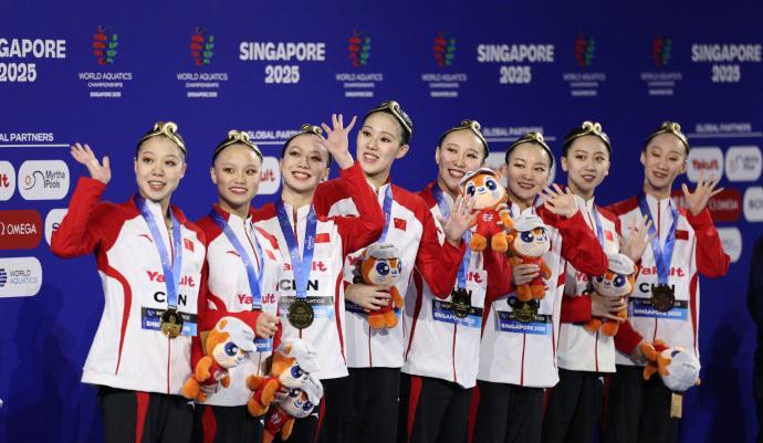 金牌：徐汇妍（女子单人技术自选）、中国队（集体技巧自选、集体自由自选、集体技术自