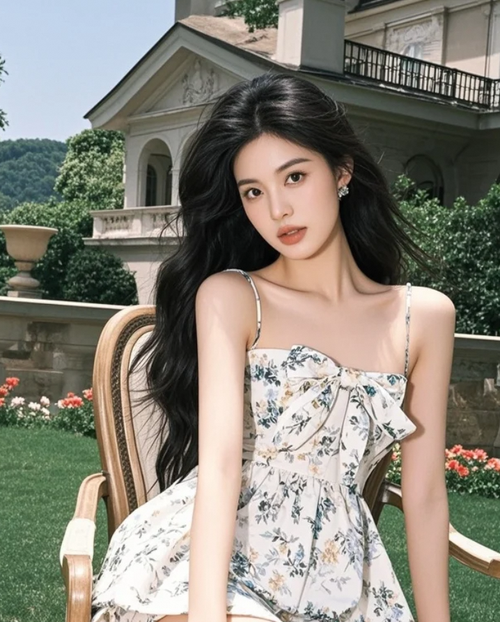她坐在庄园的木椅上，连风都为她屏住了呼吸。
