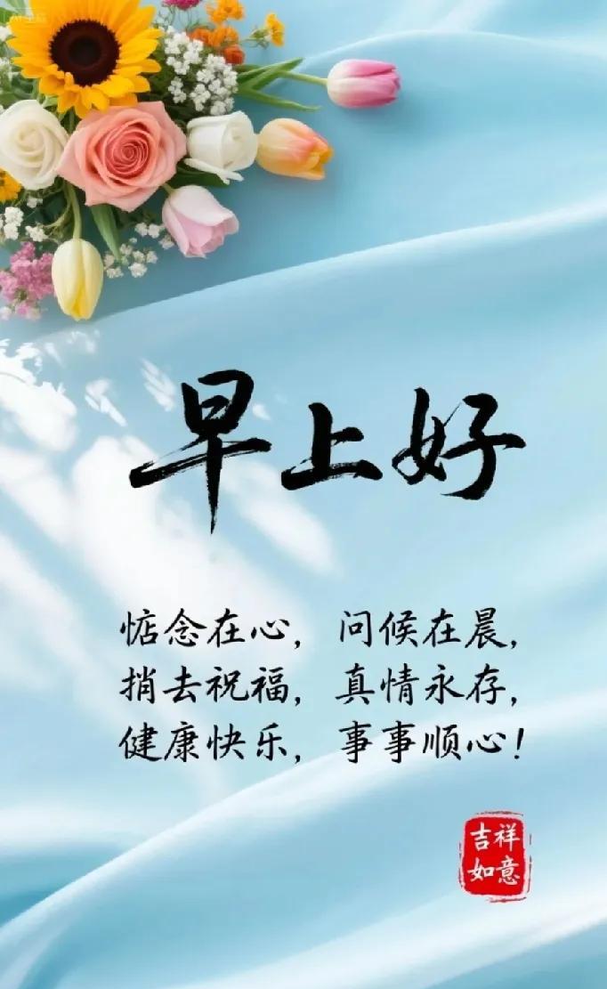 [玫瑰]早上好[玫瑰]
惦念在心，问候在晨，
捎去祝福，真情永存，
健康快乐，事