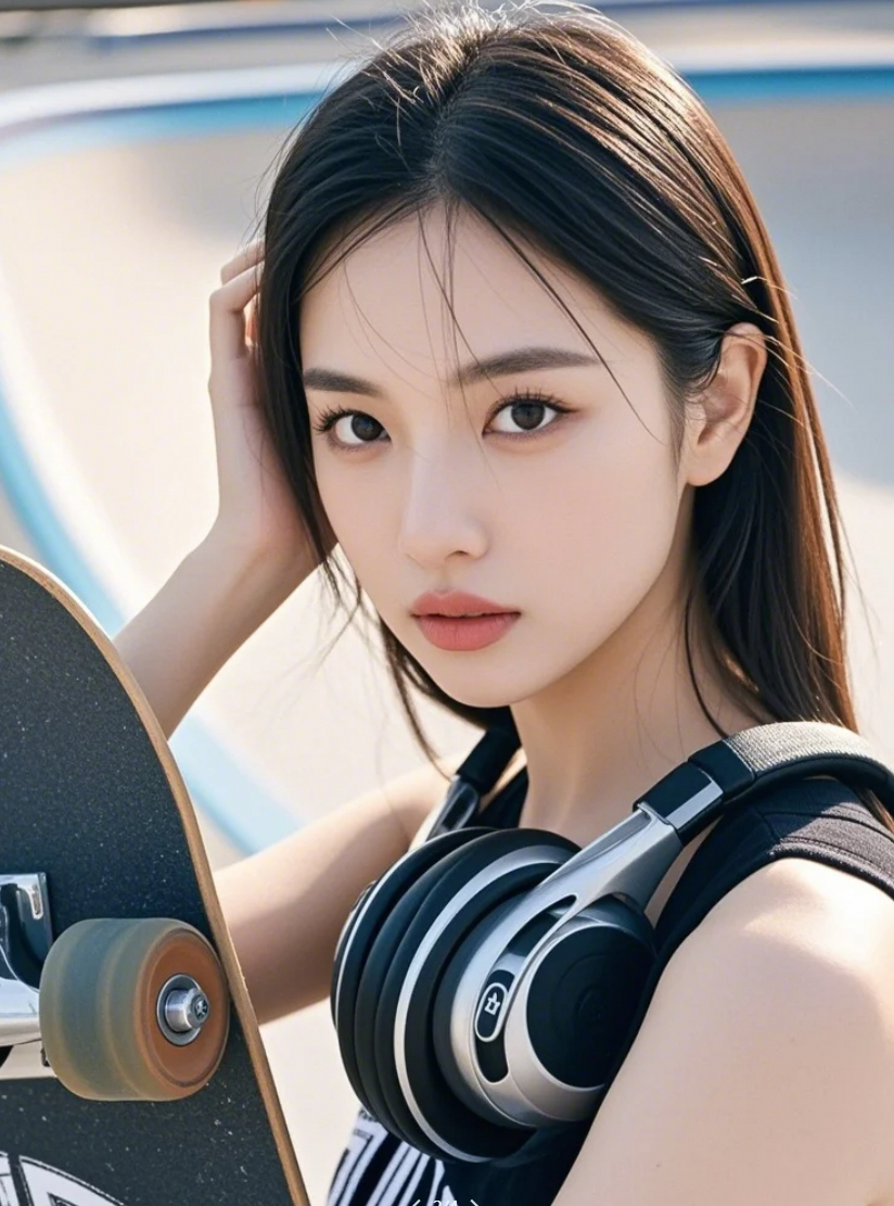 小姐姐滑板技巧大赏，运动风也能如此迷人！