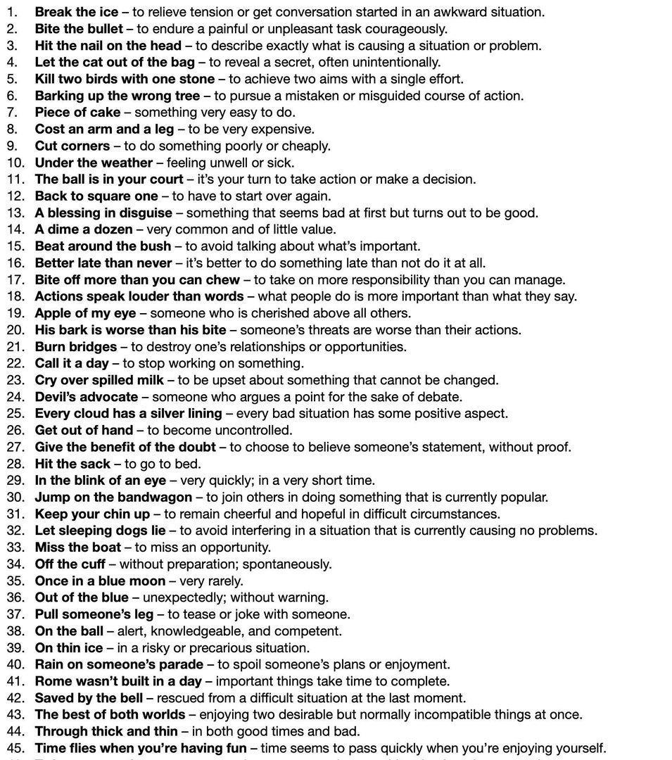英文中常用的50个俚语
50 Idioms Every Adult Should