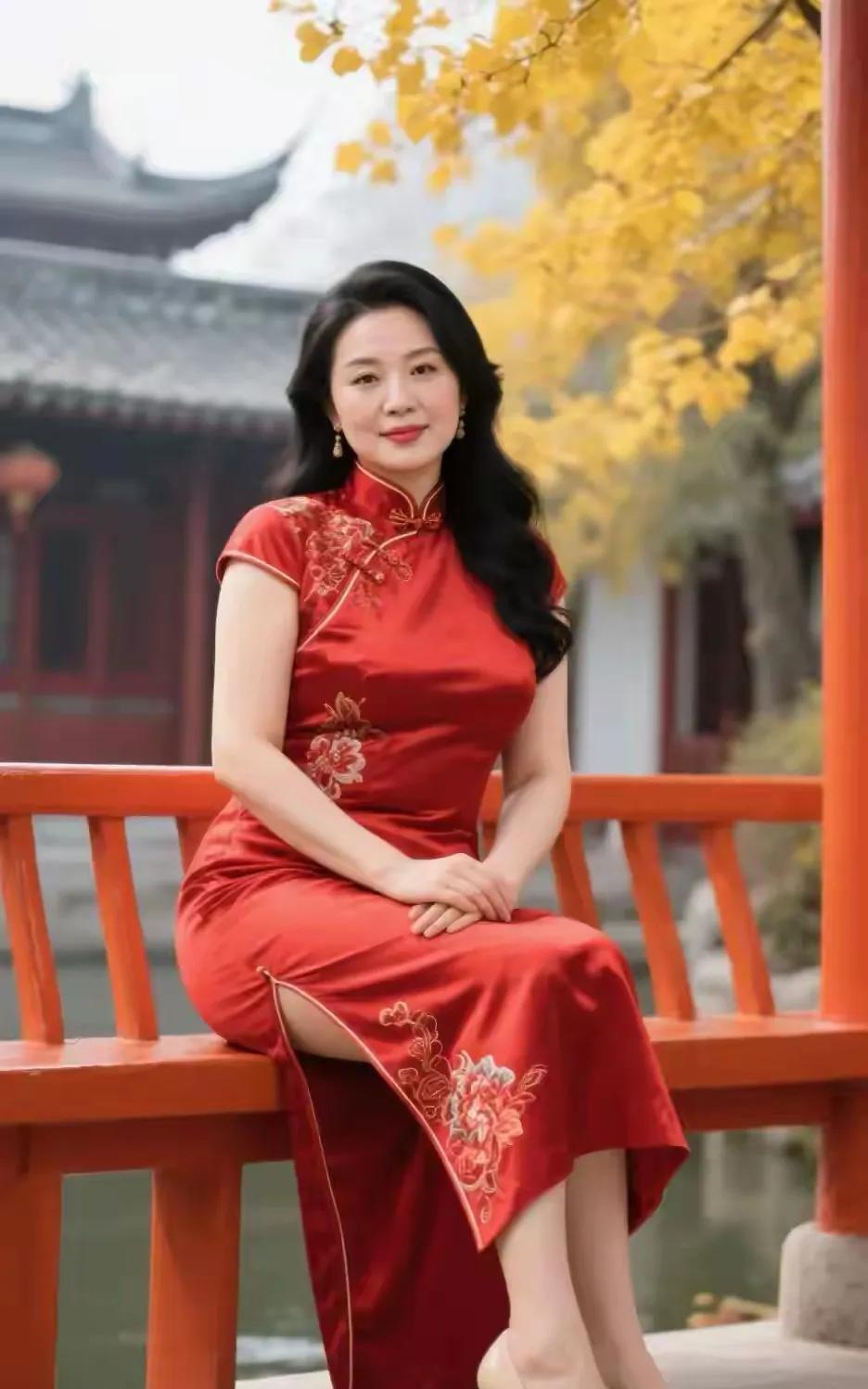 银杏金黄喜逢秋，
贤妻高雅情丝柔。
清风亲抚诗情赋，
………………
层林染，白云