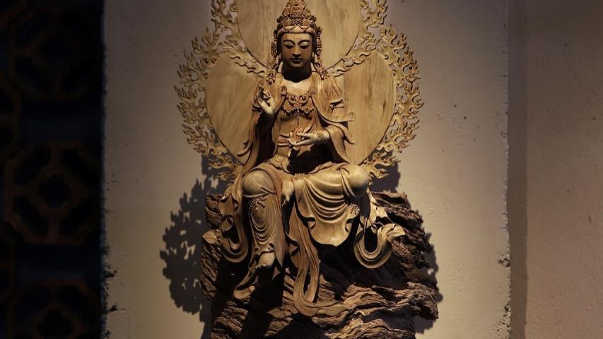 慈悲圣像，香樟木，观音说法像