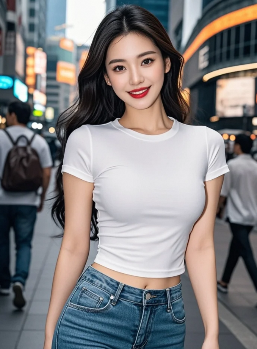 简单的T恤牛仔，也能穿出令人窒息的美