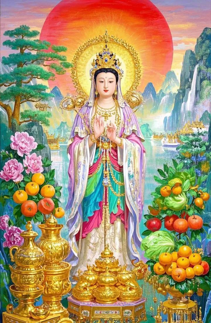 祈观音，拜观音，观音护佑福满盆。
顺风顺水顺财神，顺事顺物顺星辰。
买卖顺，客源