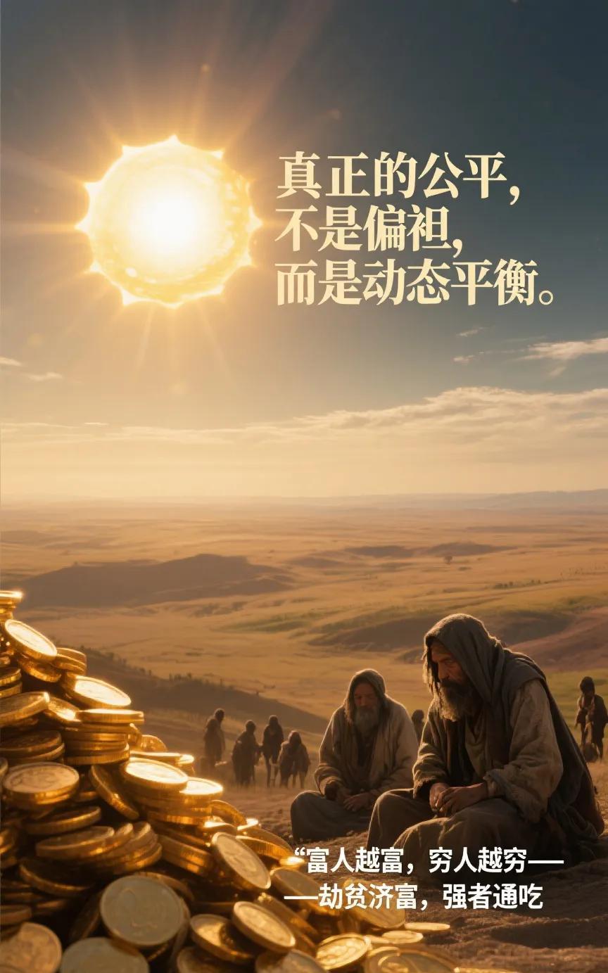 太阳普照大地，不分贵贱——削强补弱，维持平衡！
你强大了？天道会暗中压制，防止你