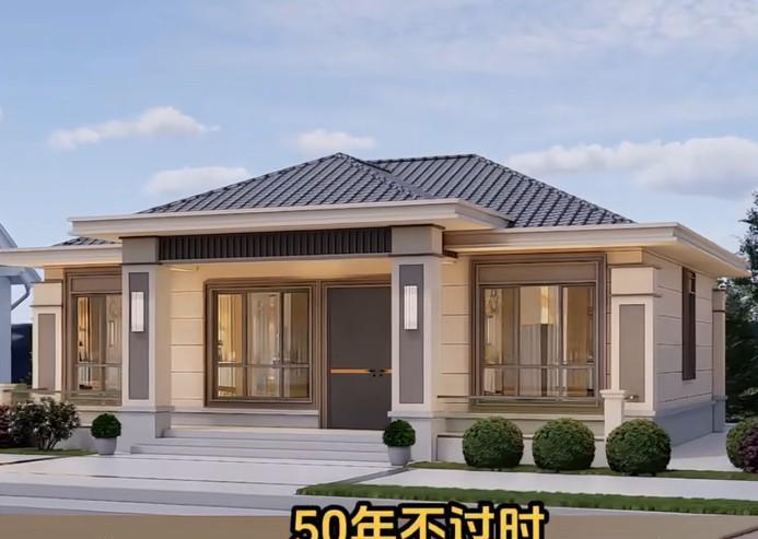 这是一款“50年不过时”的建房图纸，
外观是新中式风格，内部功能合理，
一层有4