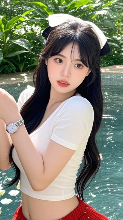 溪畔佳人柔似水，塑形姿势尽显好曲线！