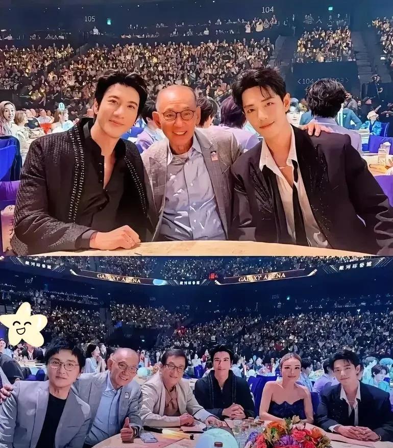 大湾区晚会焦点人物杨受成：抢镜！
拉着王力宏、肖战合影，晚会做摄影师！
据说参加