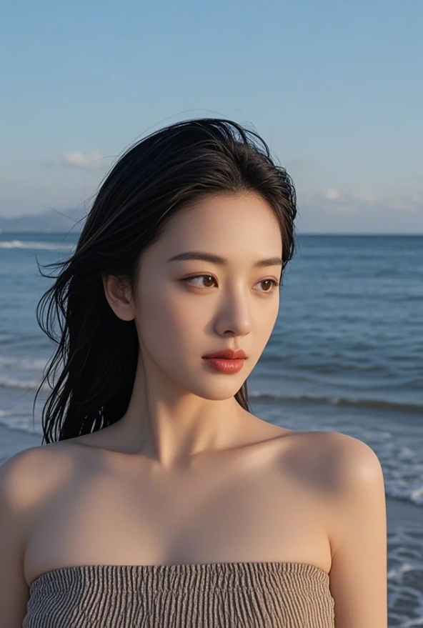 黛眉轻扫含烟霭，秋水凝波映月华