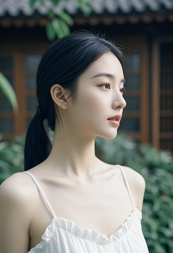 光影在她锁骨凹陷处打了个蝴蝶结