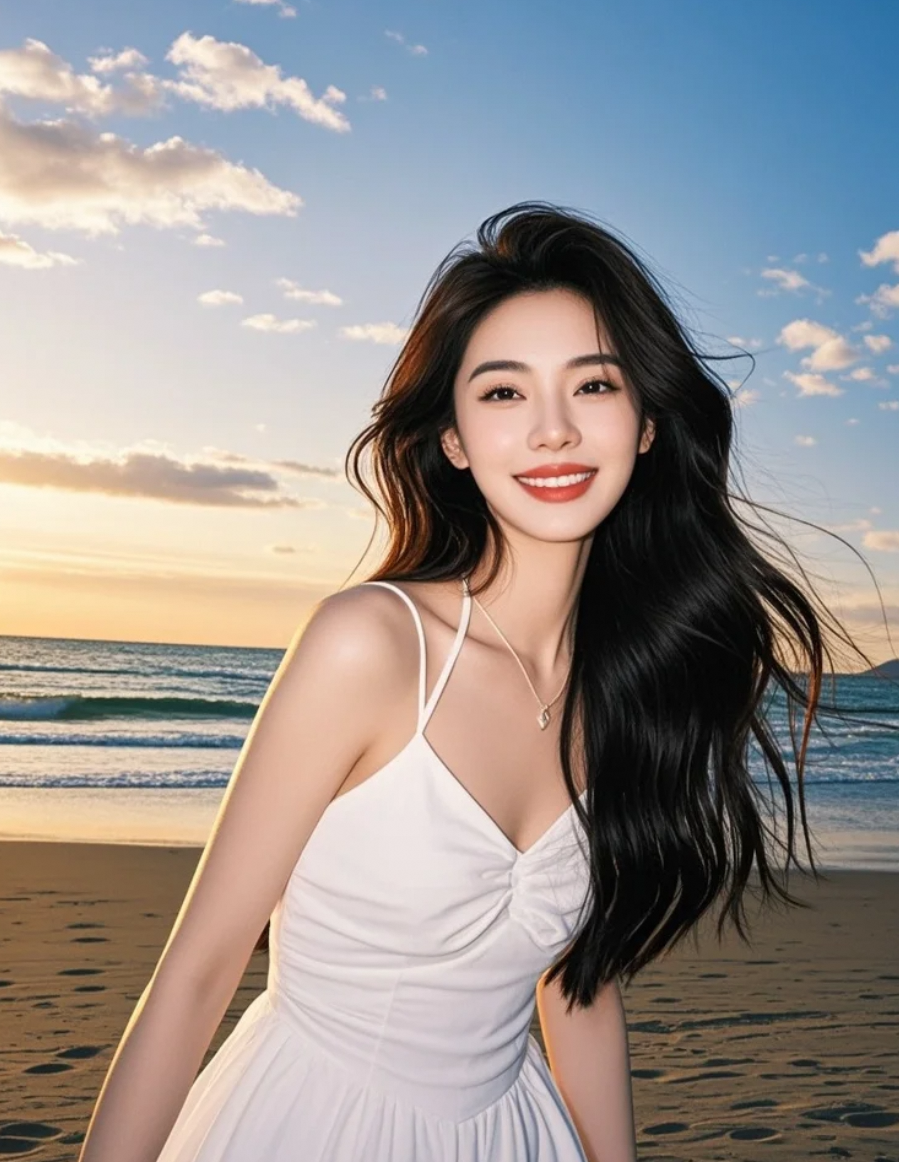 阳光、沙滩、海浪、裙摆，和一个灿烂的笑