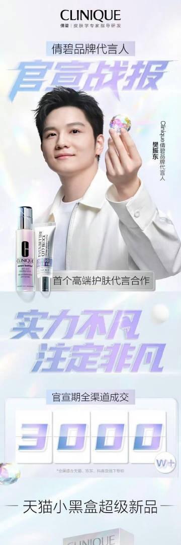倩碧官宣樊振东品牌代言人 全域销售额3000W，销量 热度两手抓
#樊振东倩碧品