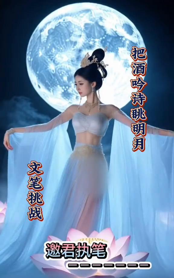把酒吟诗秋明月，文笔挑战。
邀君执笔。