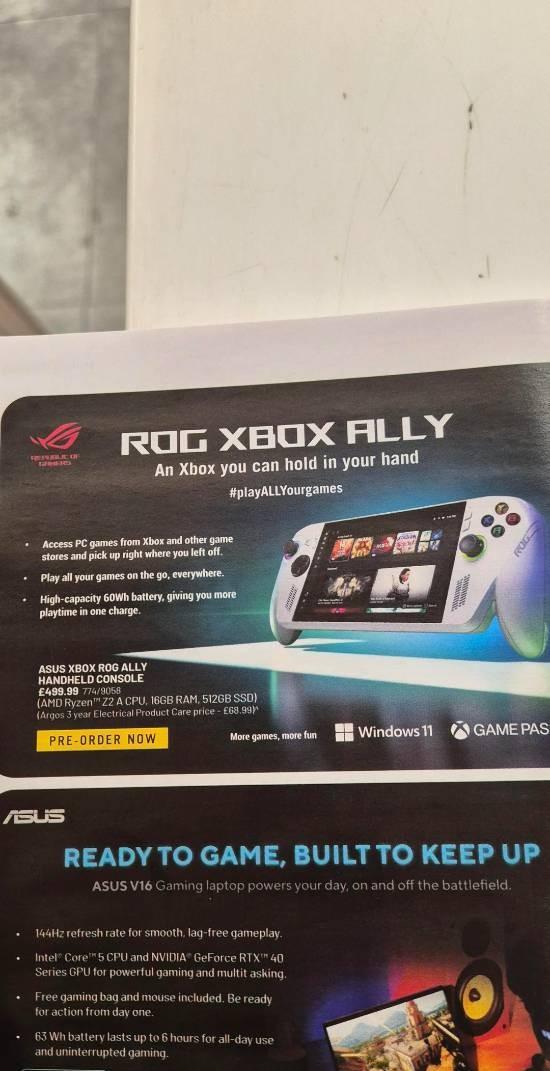 微软尚未正式公布ROG Xbox Ally的价格，但来自英国零售商Argos的最