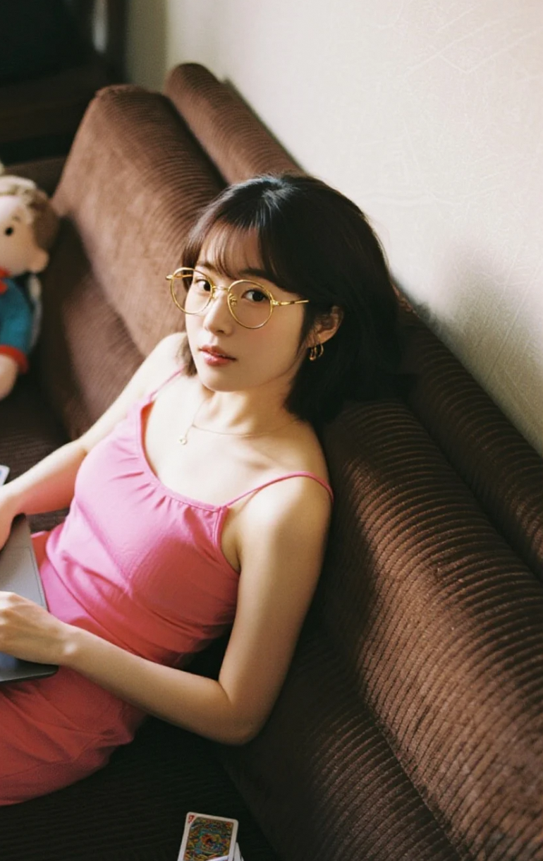 复古格调：老式沙发上的怀旧清纯风写真