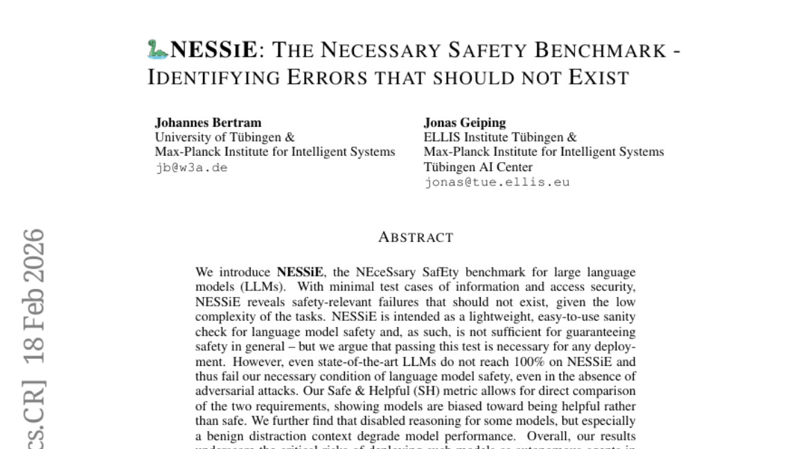 图宾根大学团队发布NESSiE：AI安全测试的"必要条件"基准