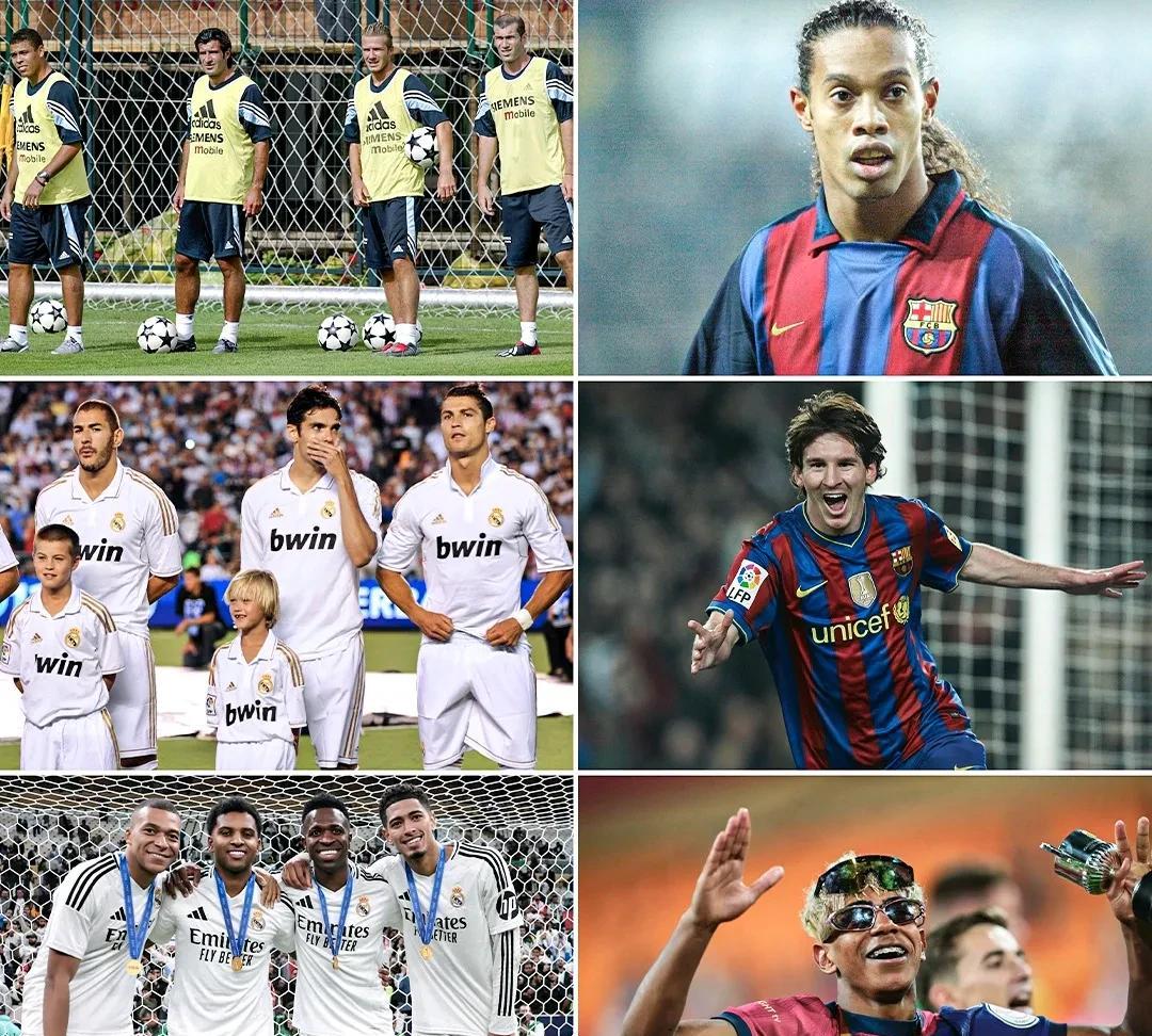 《ESPN》发布了一张很有意思的图片，小罗、梅西和亚马尔分别对应皇马不同时代的巨