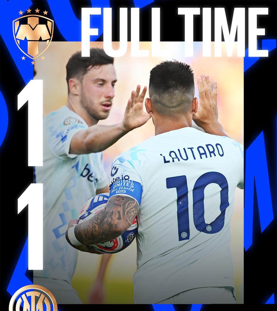 在之前结束的FIFA新世俱杯E组的较量中，凭借劳塔罗的进球，我们和蒙特雷1比1战